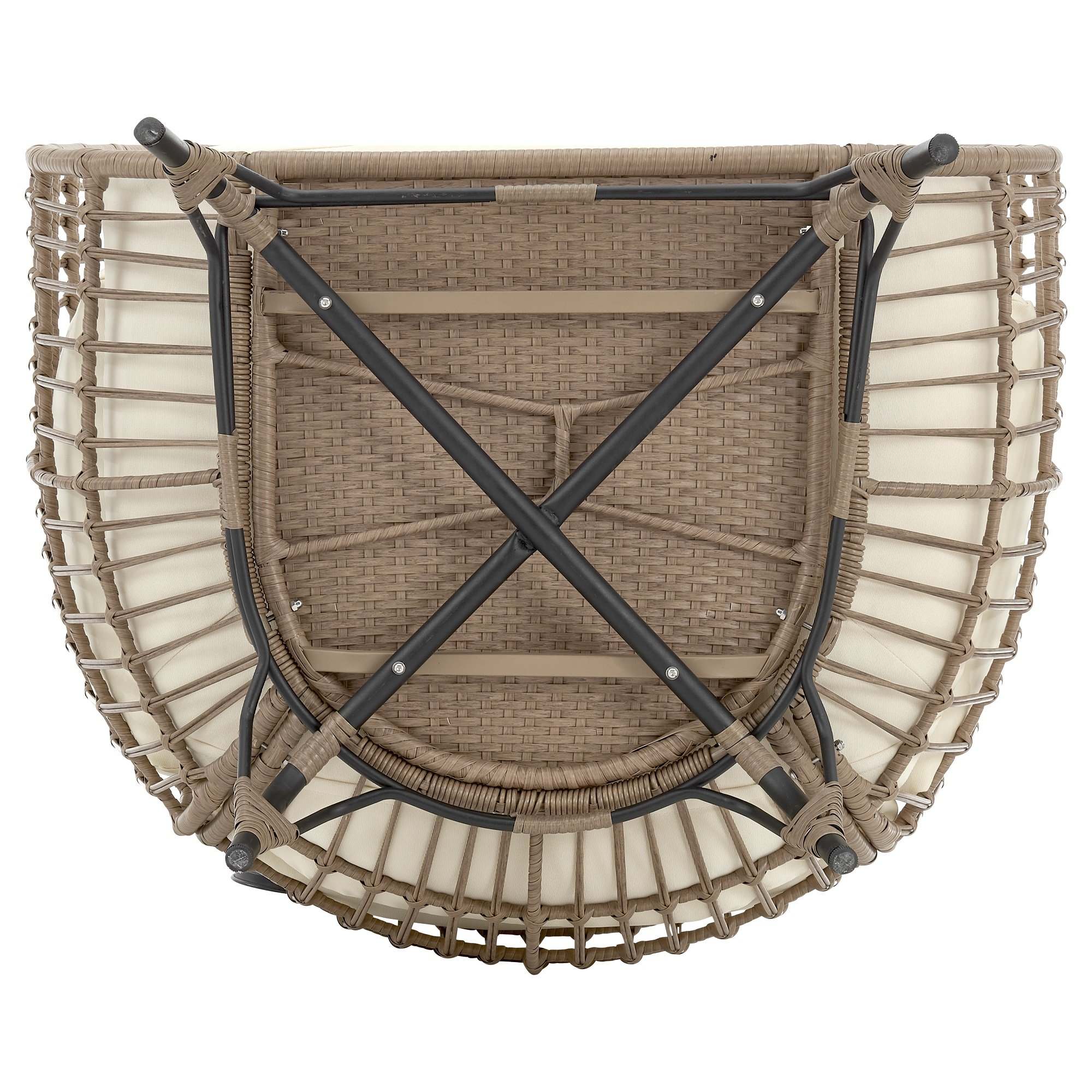 Manhattan Comfort Spezia Freestanding Steel and Rattan Outdoor Egg Chair with Cushions in Cream OD-HC002-CR - alternate 5